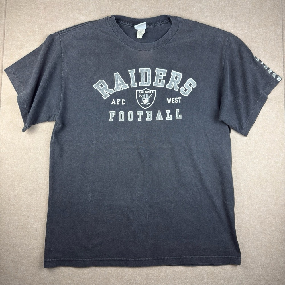 Vintage NFL Raiders T-Shirt L Black‎ Single Stitch USA Sports Tee